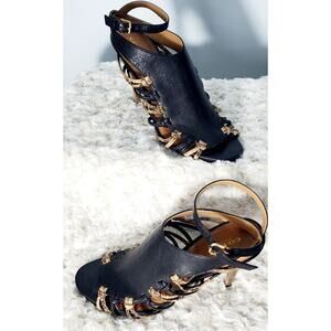 Coach Womens Black Leather Python Print Jody Pumps Size 10 Beach Exotic Sexy